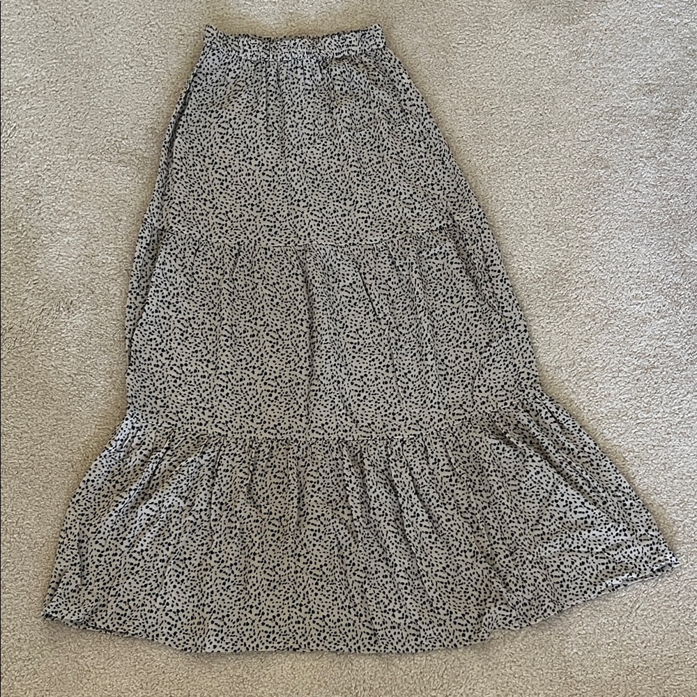 American Eagle Black and Beige Leopard Maxi Skirt Size XXS NWOT